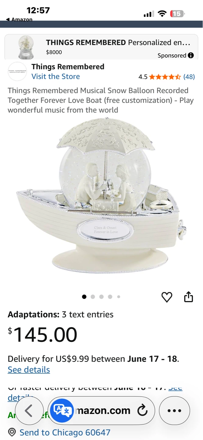 Things Remembered Musical Snow Globe - Love Boat - photo 2