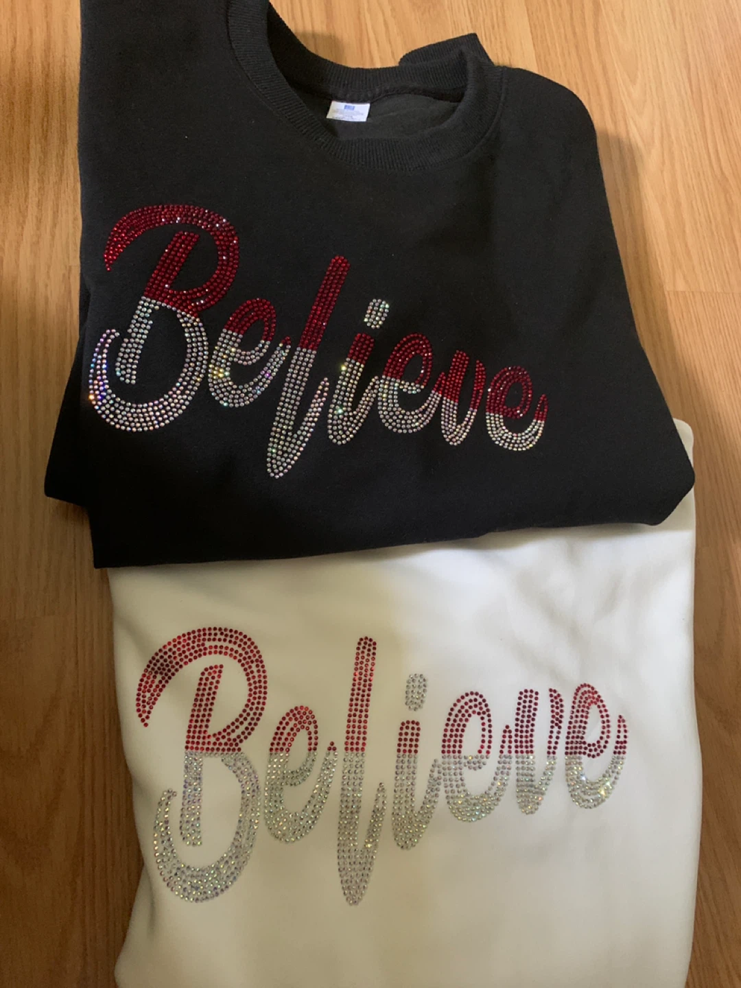Crewneck Sweatshirts with "Believe" Rhinestone Design - photo 2