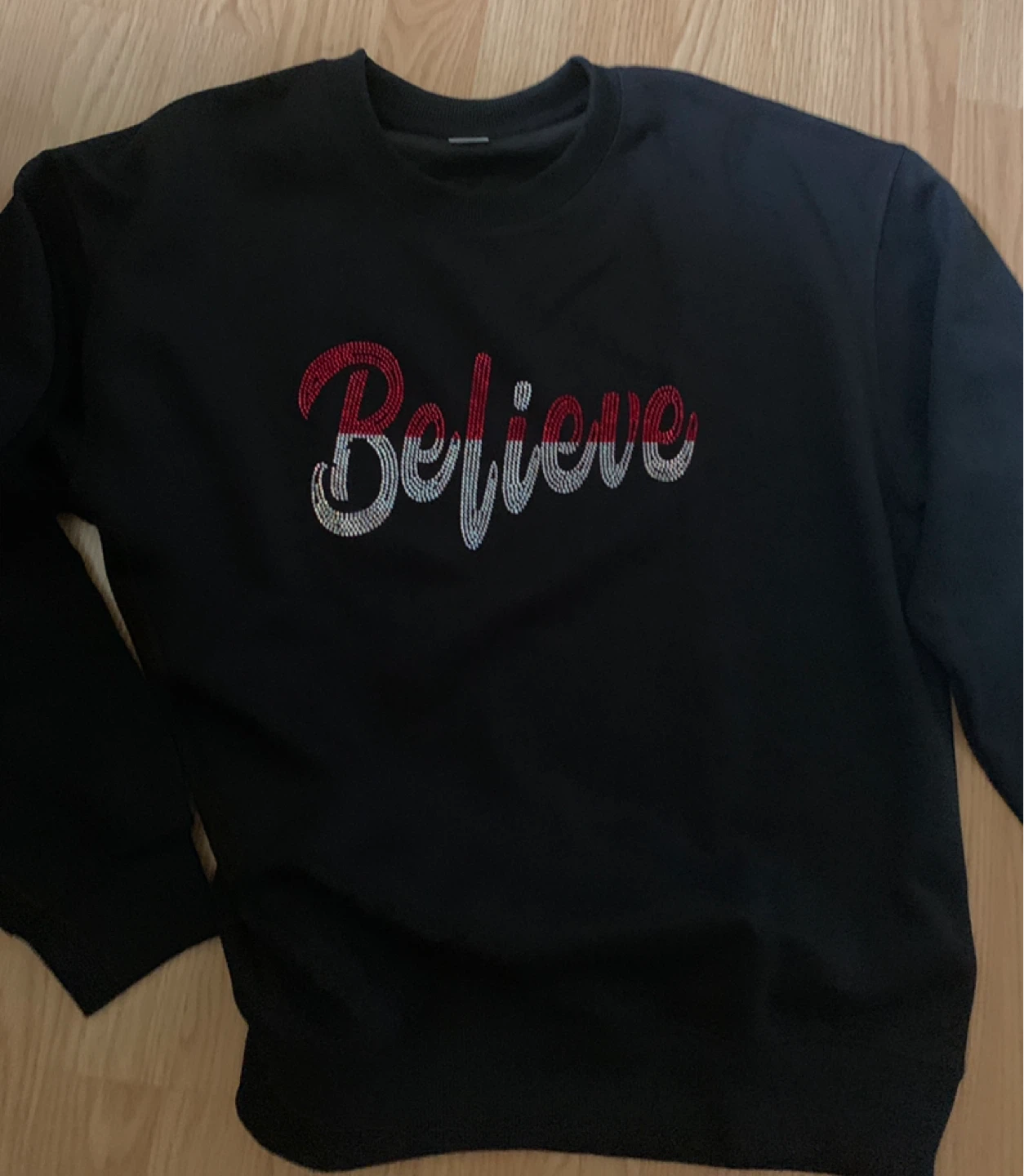 Crewneck Sweatshirts with "Believe" Rhinestone Design - photo 4