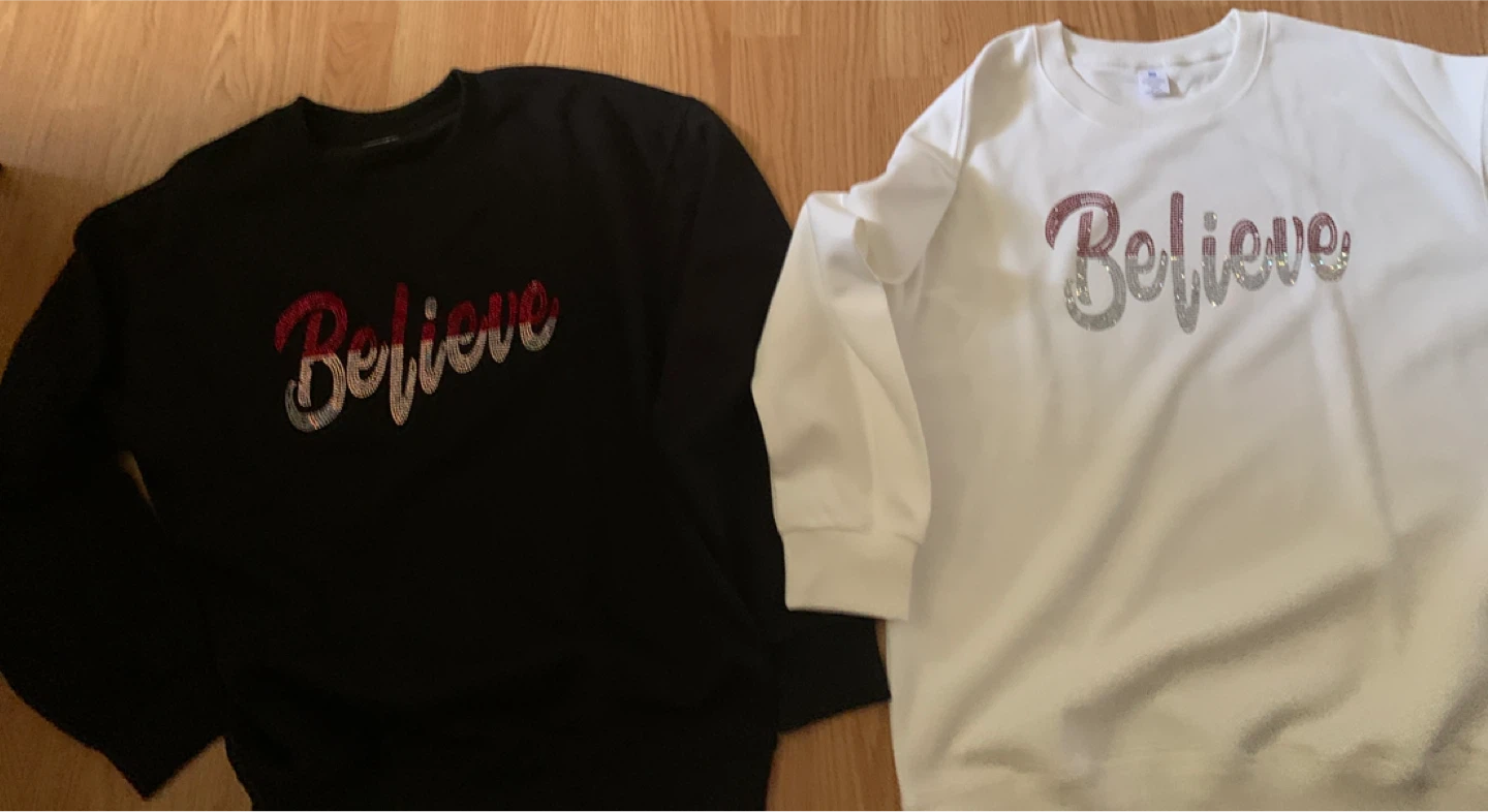 Crewneck Sweatshirts with "Believe" Rhinestone Design - photo 5