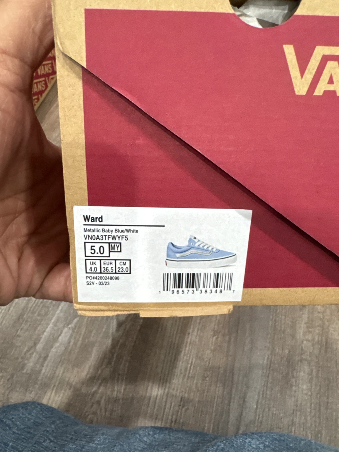 Vans Ward Metallic Baby Blue/White Youth Shoes - photo 4