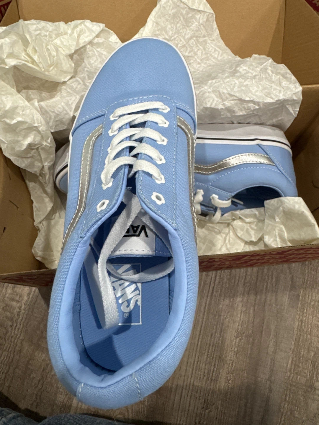 Vans Ward Metallic Baby Blue/White Youth Shoes - photo 2