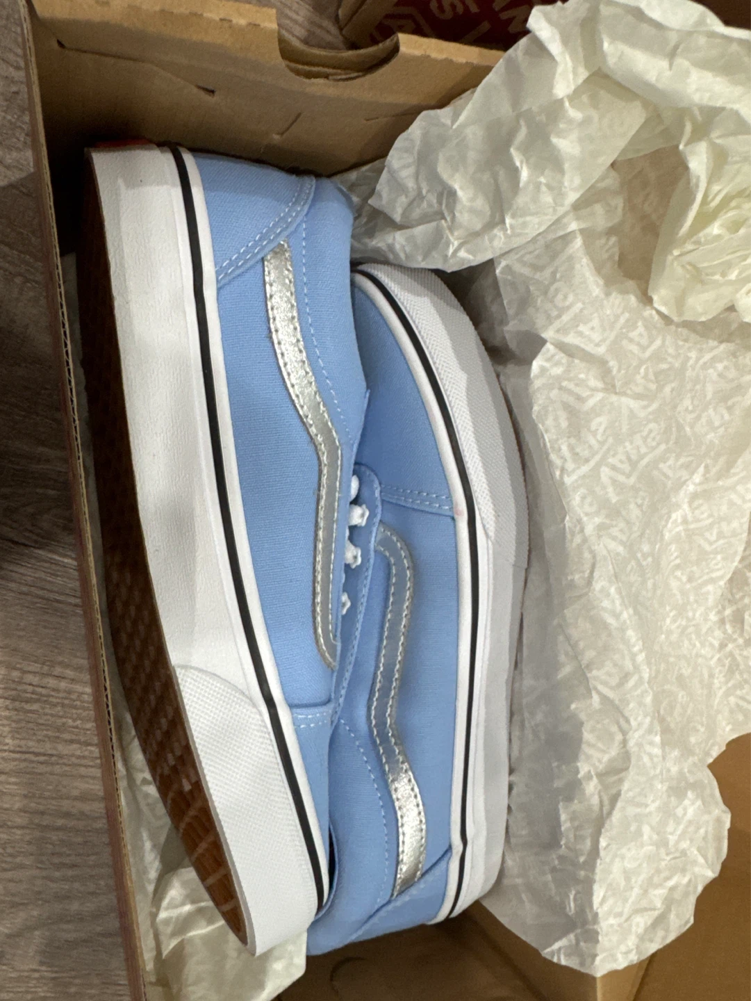 Vans Ward Metallic Baby Blue/White Youth Shoes