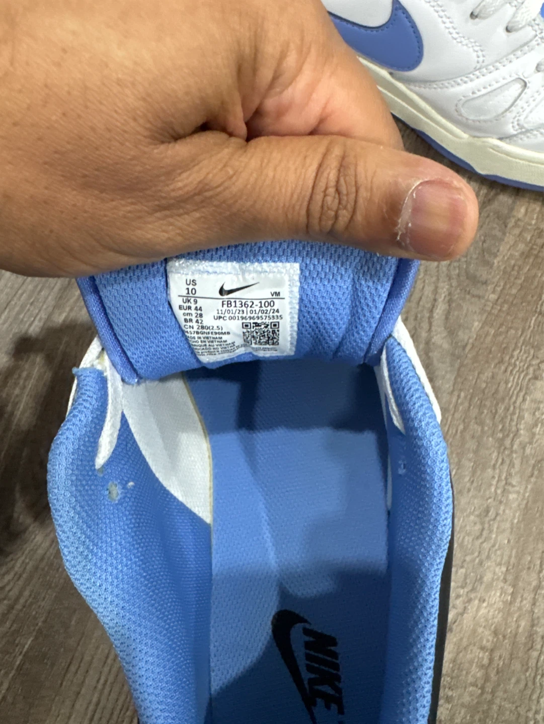Nike Air Force 1 White/Blue Men's Size 10 - photo 2