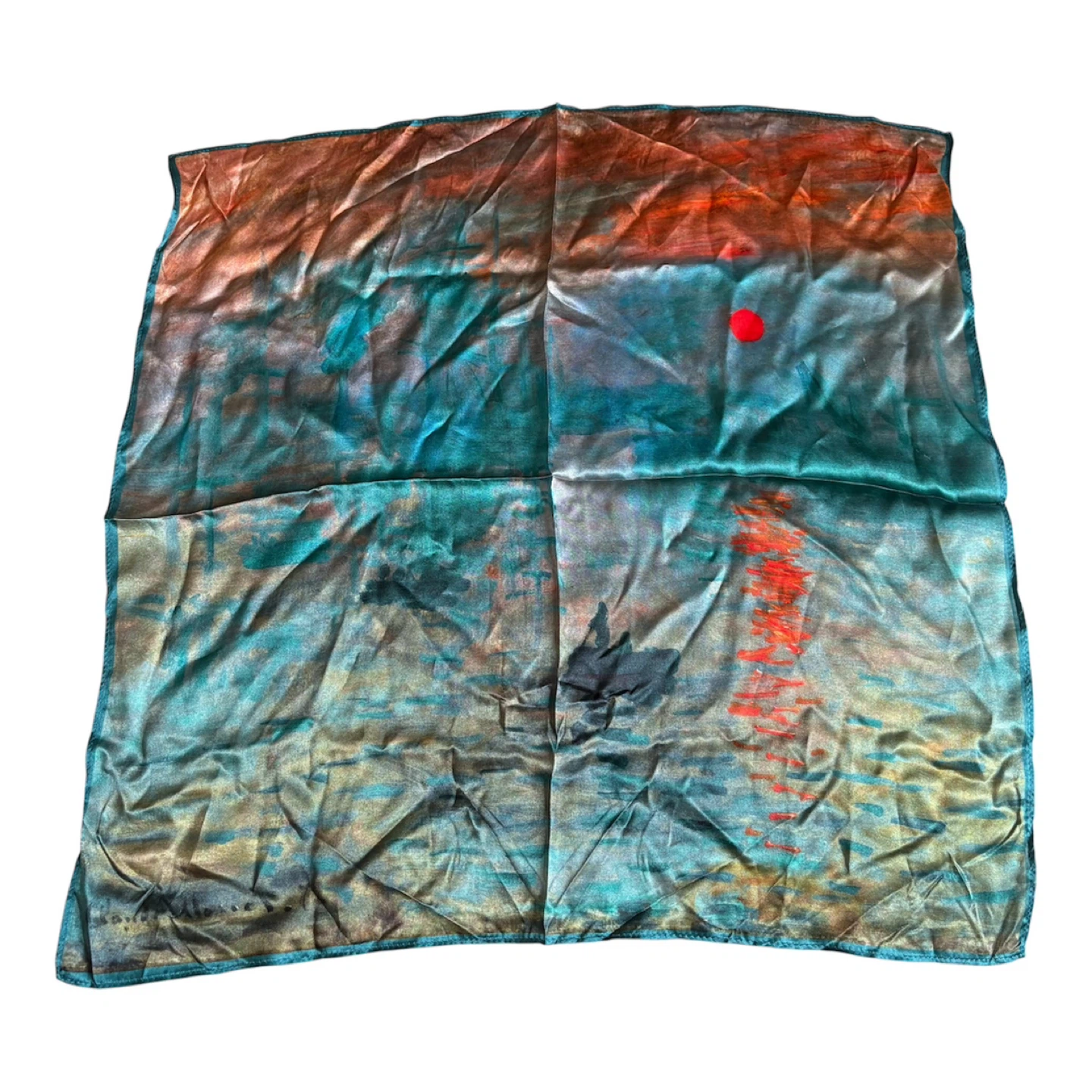 Artistic Scarf with Sunset and Water Design