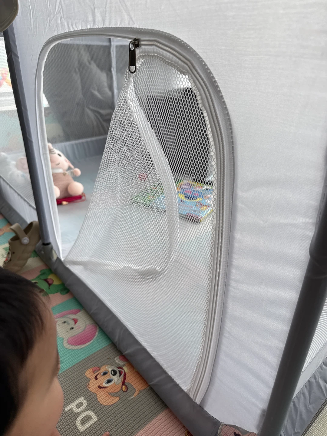 Grey Mesh Playpen with Zipper Door - photo 2