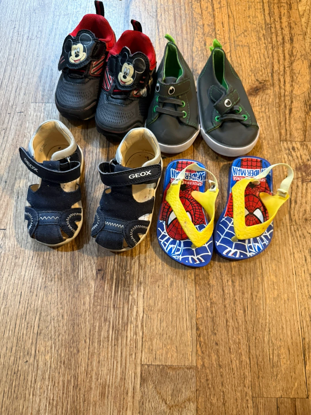 Kids Shoes Bundle: Mickey Mouse, Spiderman & Geox Sandals
