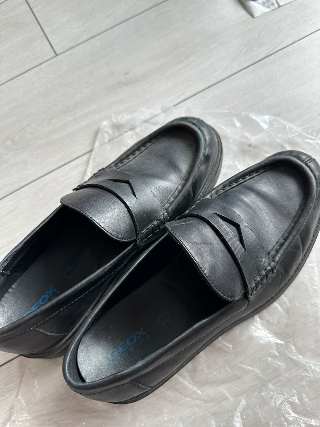 Geox Black Leather Loafers
