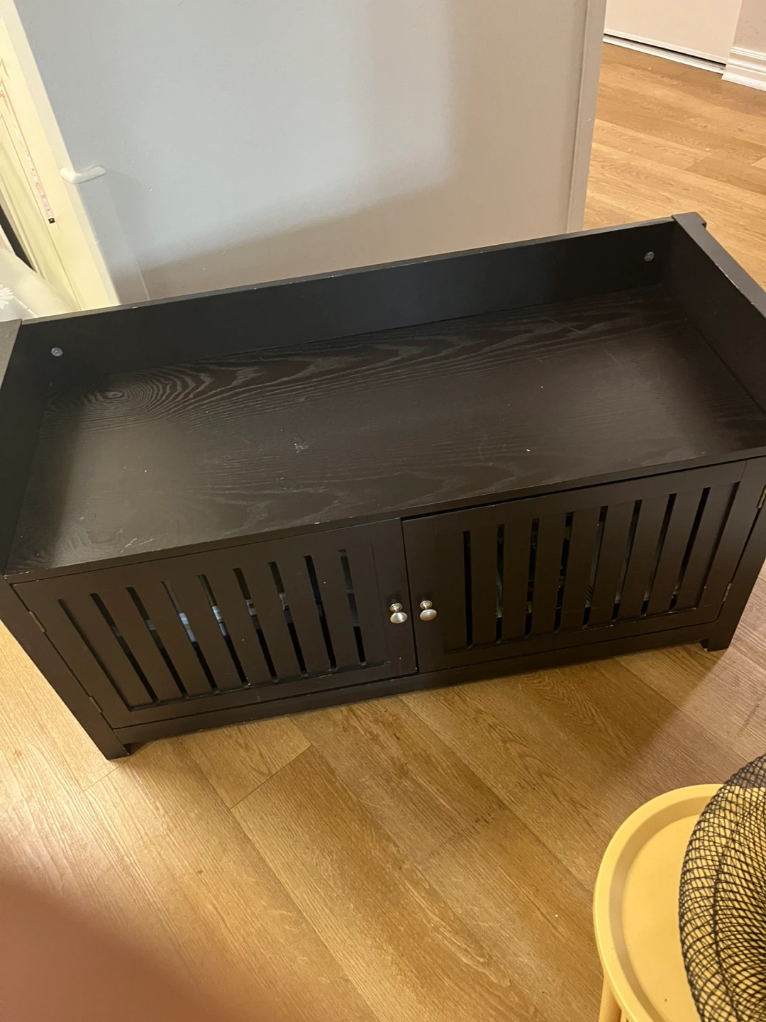 Dark Brown Console Table with Cabinet Doors