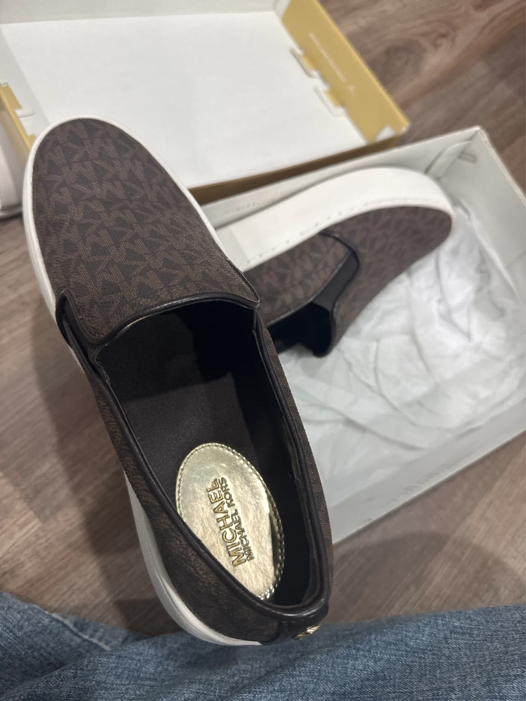 Michael Kors Trent Slip On MK Sig Semi Lux Brown Shoes - photo 2