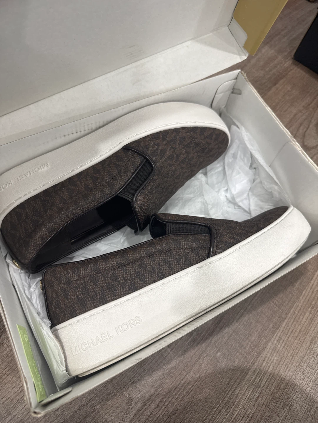 Michael Kors Trent Slip On MK Sig Semi Lux Brown Shoes