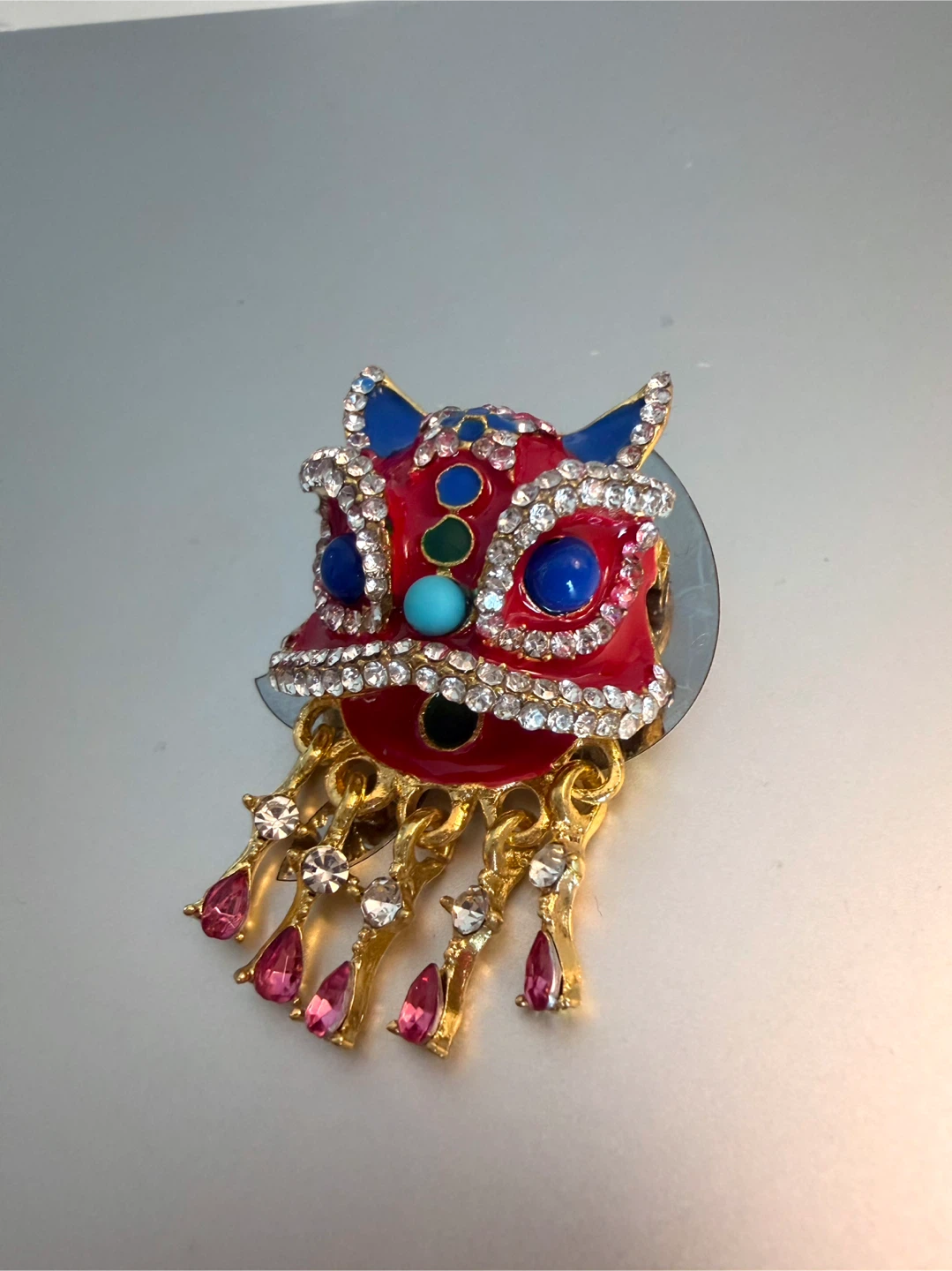 Lion Dance Brooch with Rhinestones - photo 2