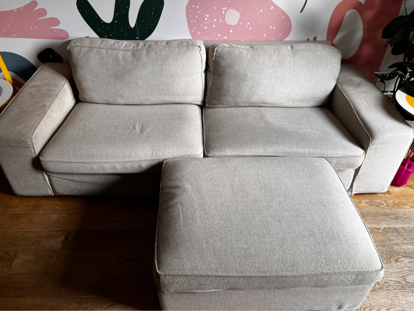 Oatmeal coloured KIVIK IKEA Sofa with Ottoman - photo 2