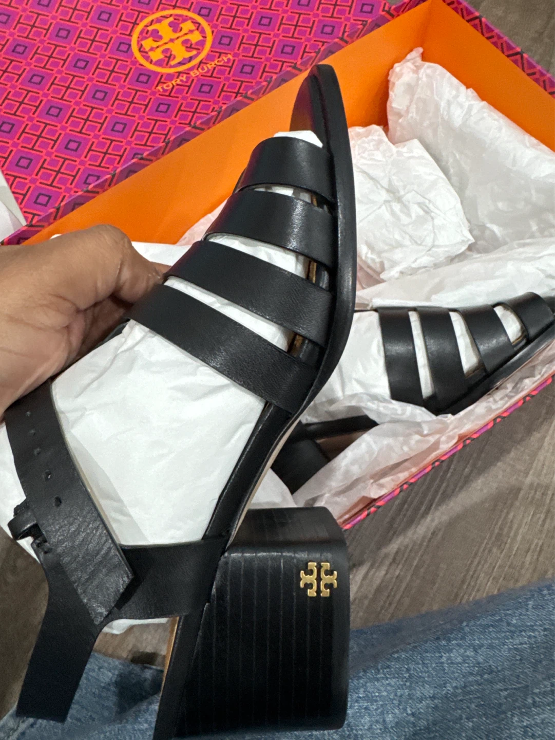 Tory Burch Fisherman Block Heel Sandals Black Size 6.5 - photo 3