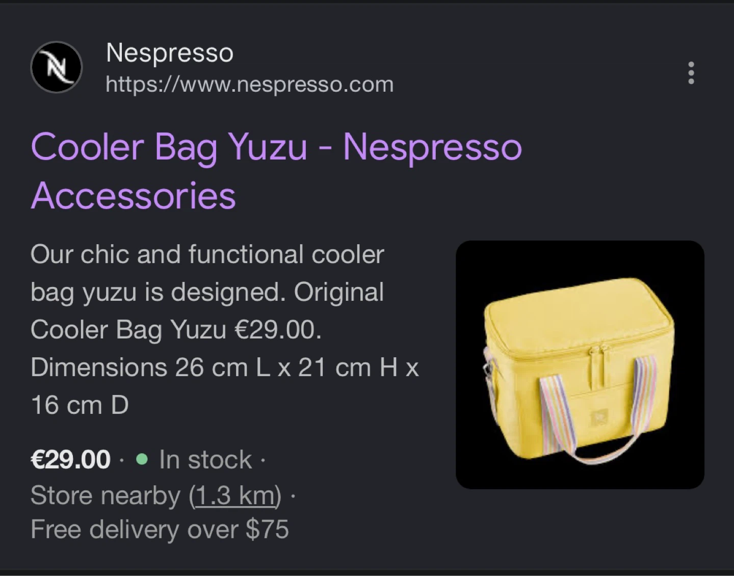 Nespresso Cooler Bag Yuzu Brand New - photo 5