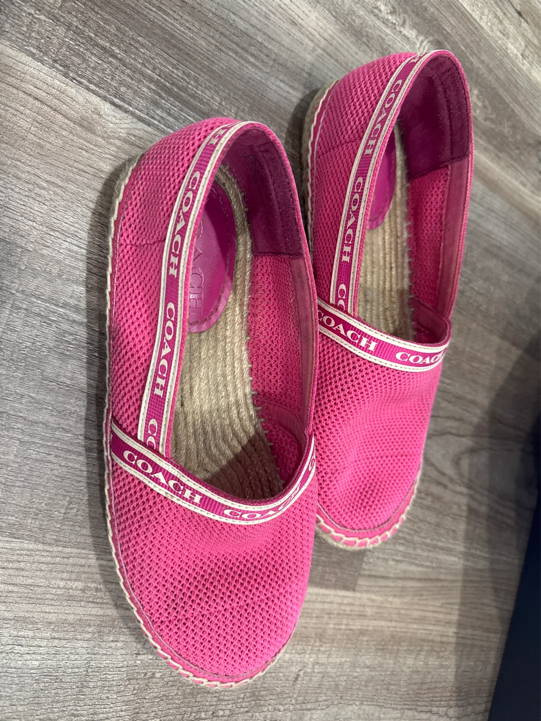 COACH Pink Knit Espadrille Flats