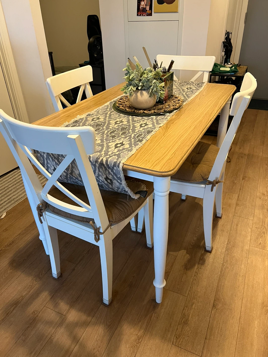 Wooden Dining Table with 4 Chairs