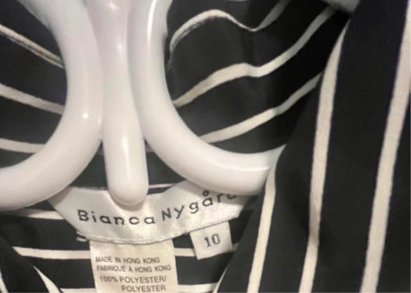 Bianca Nygard Navy & White Striped Button-Up Blouse Size 10 - photo 2