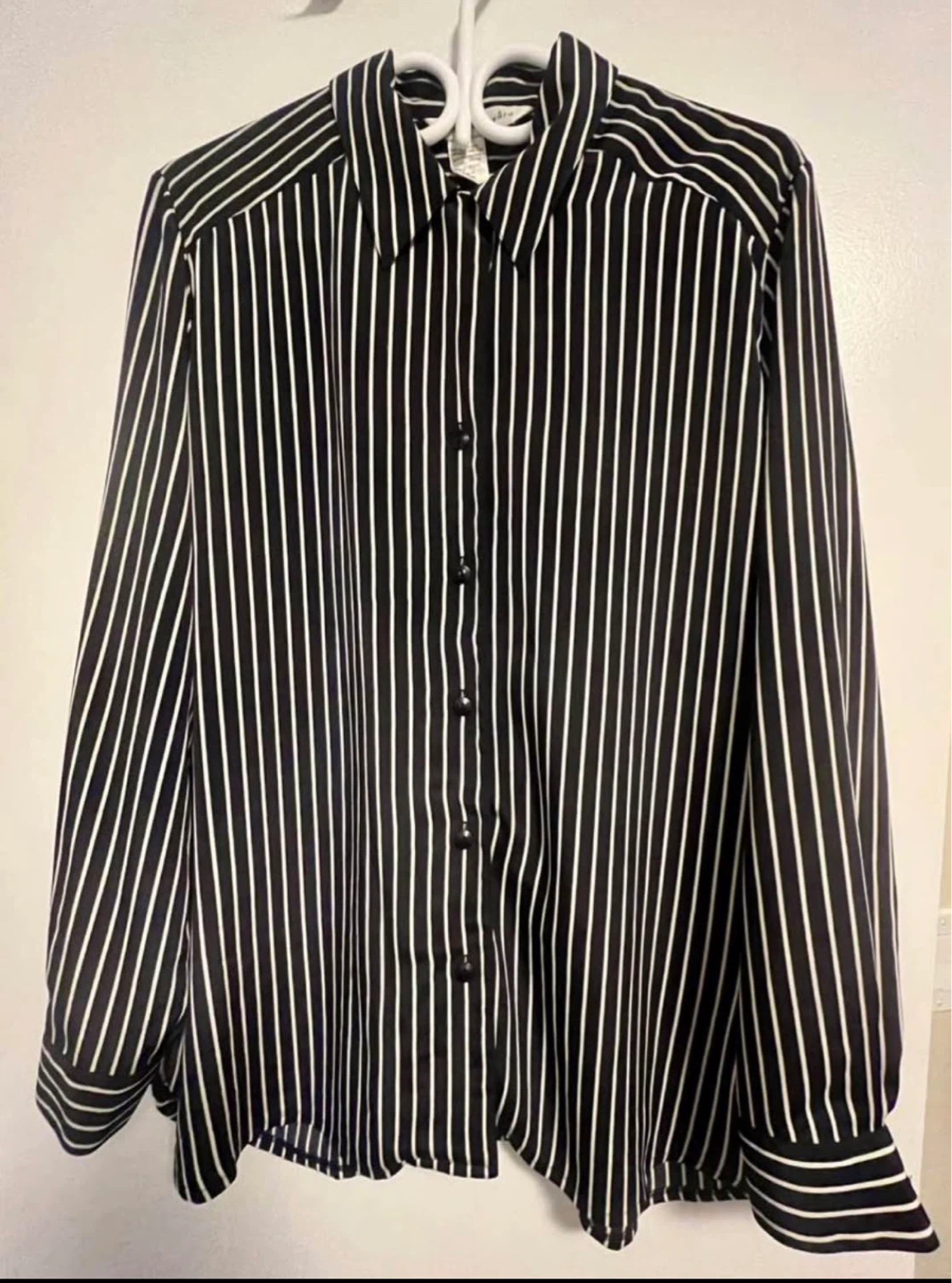 Bianca Nygard Navy & White Striped Button-Up Blouse Size 10