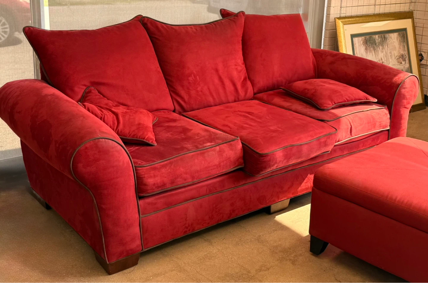 Red Sofa and Armchair Set - photo 2