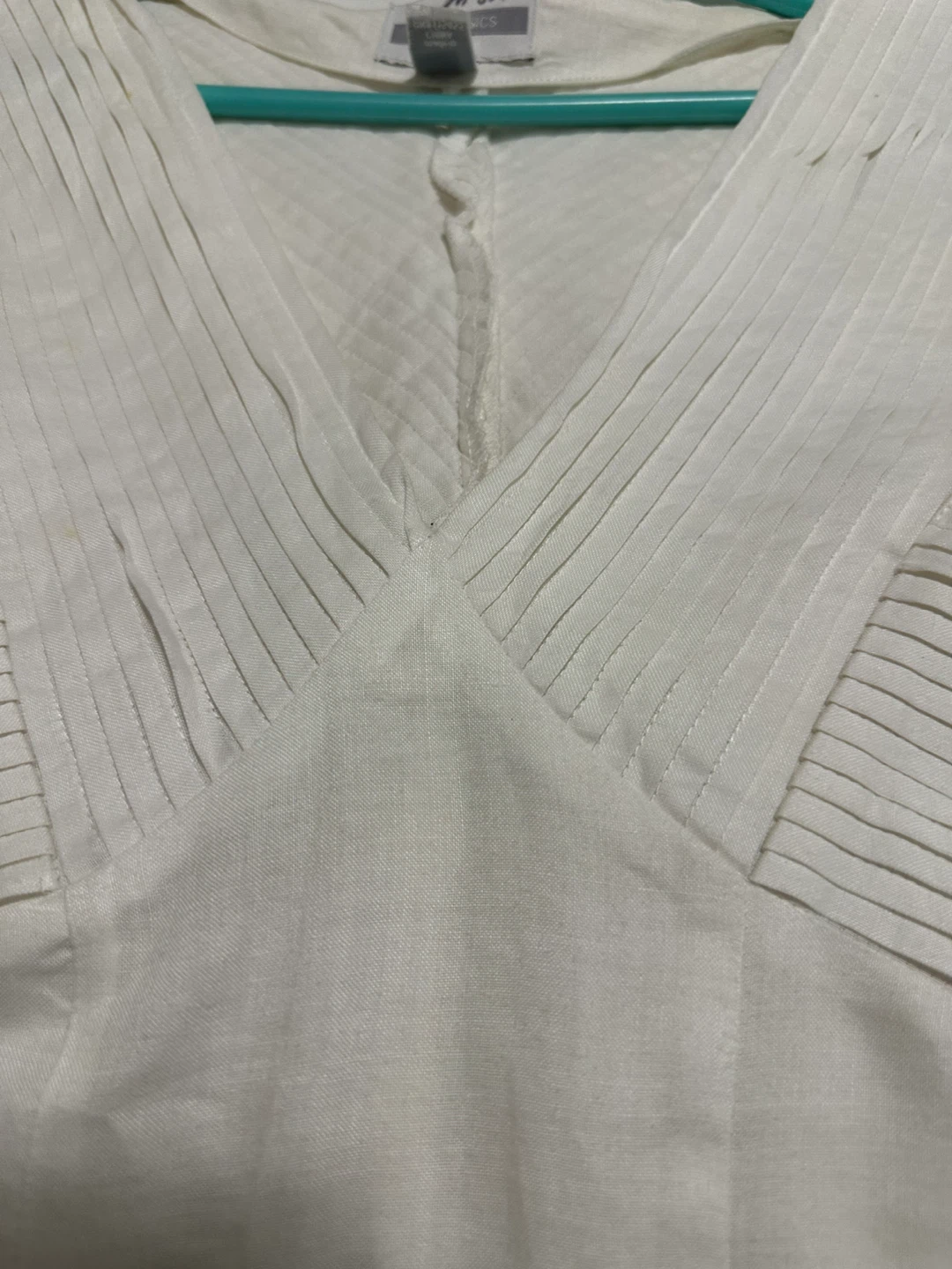 White Long Sleeve Top with Embroidered Hem - photo 2