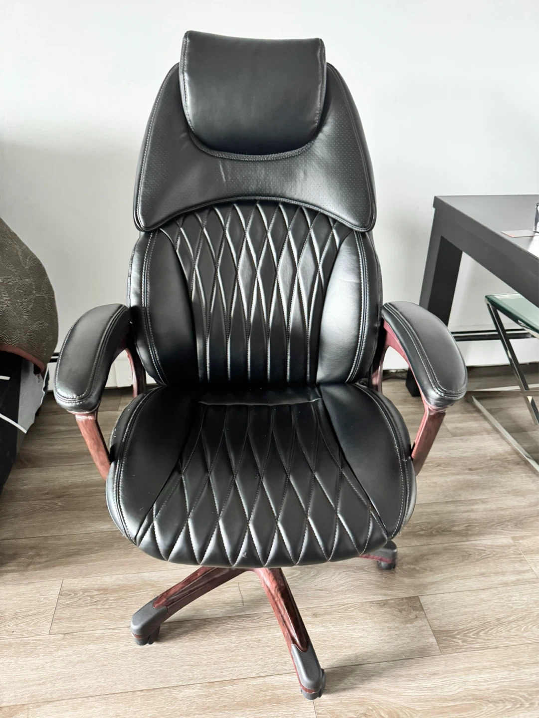 Black Executive Office Chair with Padded Headrest