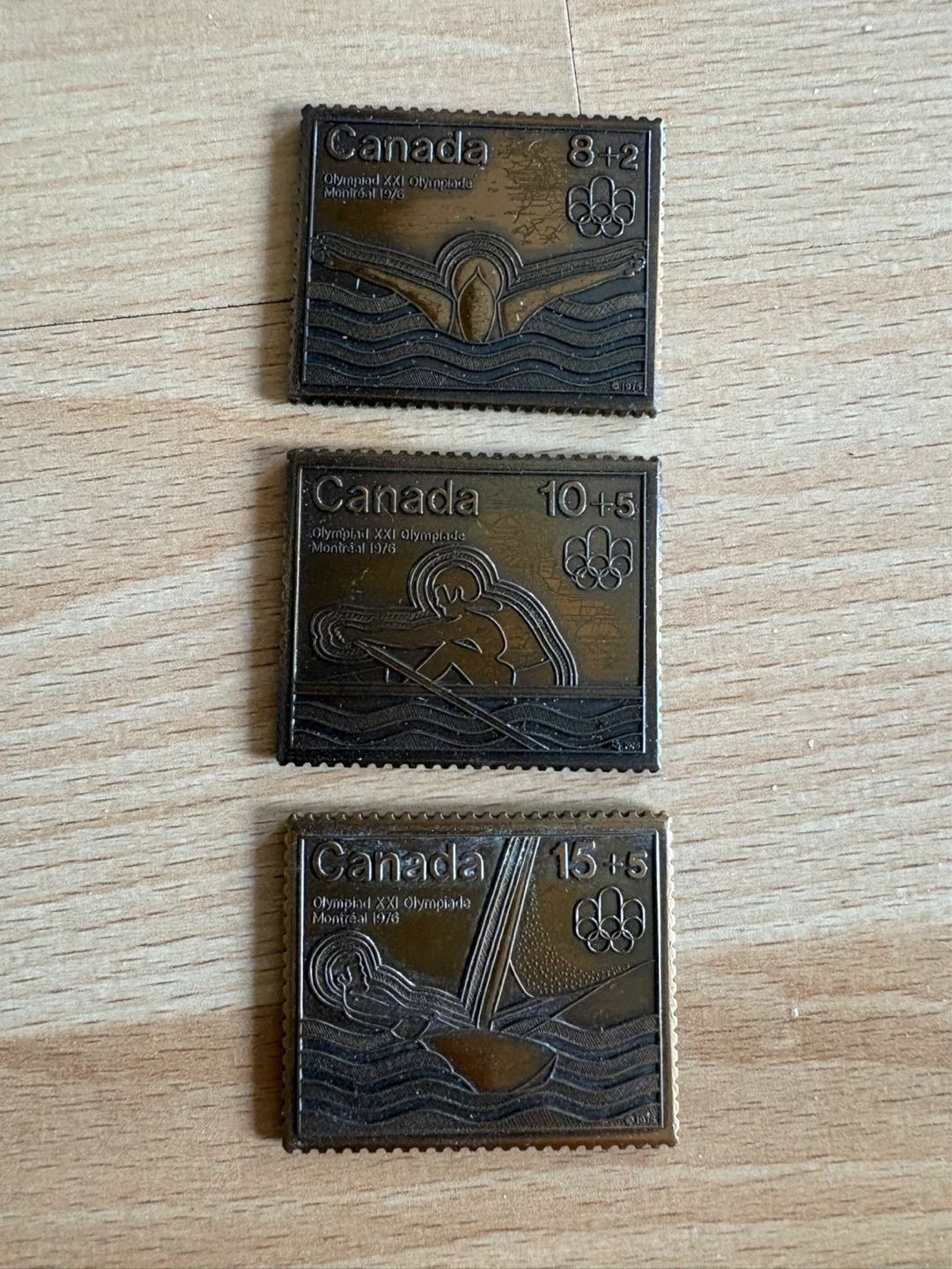 1976 Montreal Olympics Ceremony Canada Post Bronze Stamp Set - photo 2