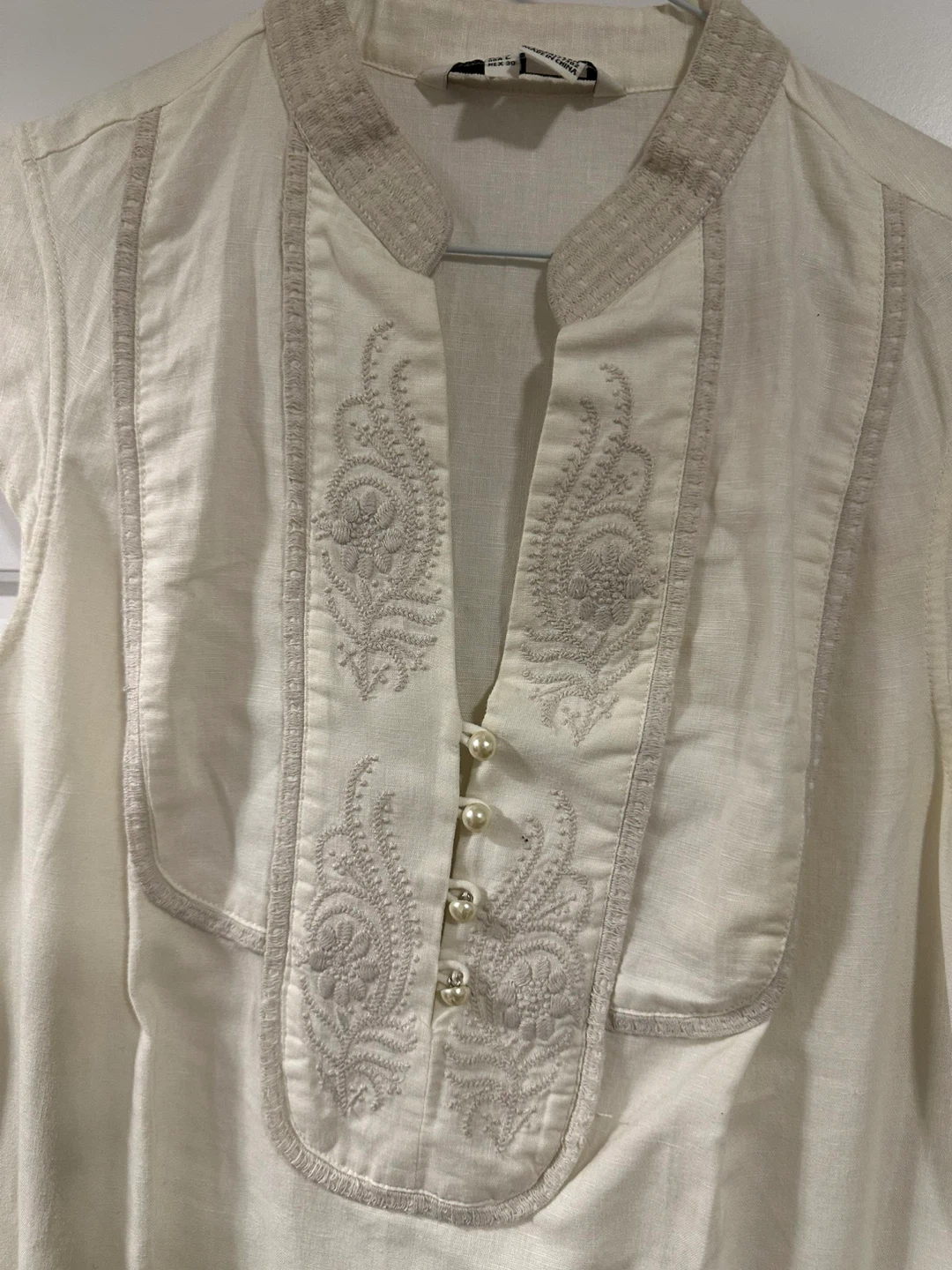 Zara Basic Linen Blend Tunic Top Cream - photo 2
