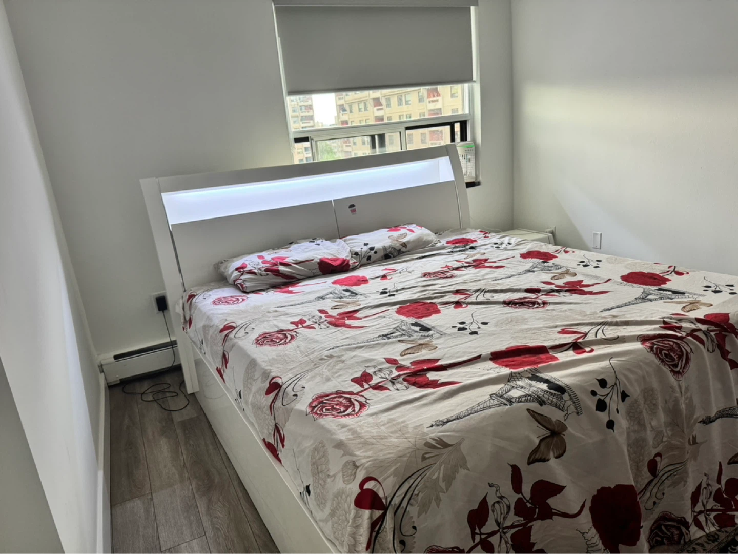 White Storage Bed Frame with LED Headboard