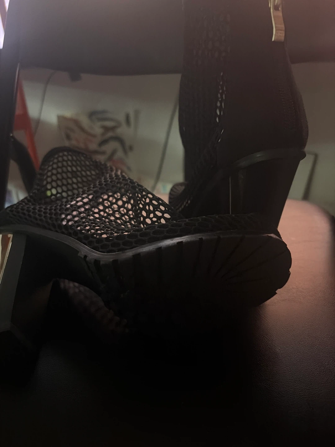 Black Mesh Heeled Booties - photo 2