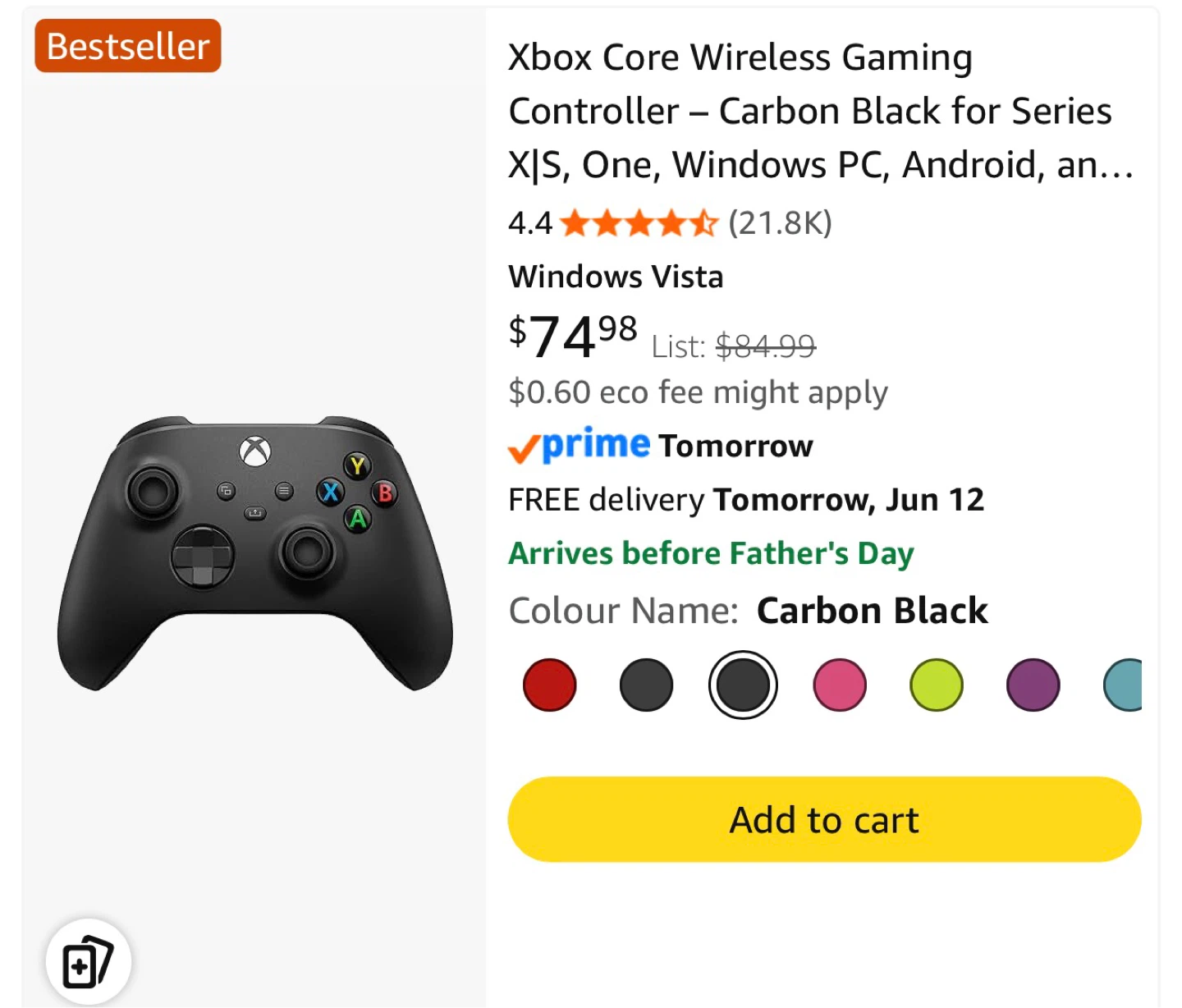 $55 or Best Offer Xbox Core Gaming Controller Carbon Black - photo 3