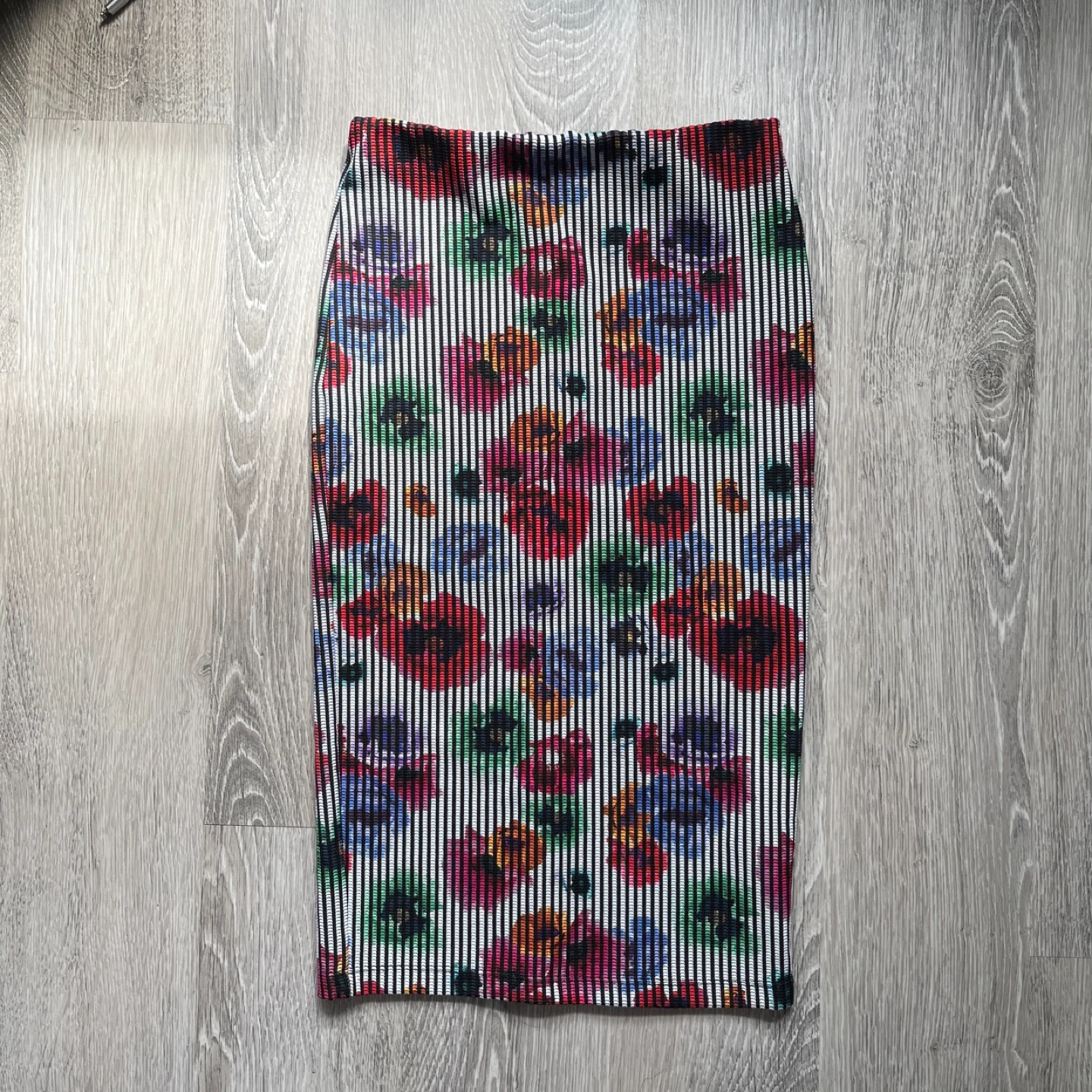 Zara Floral Striped Pencil Skirt
