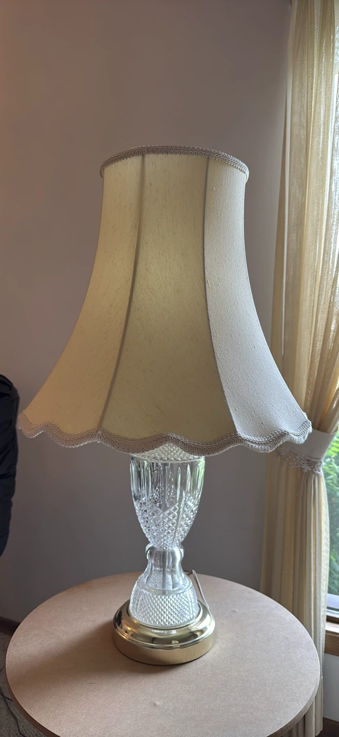 Glass and Brass Table Lamp with Cream Shade