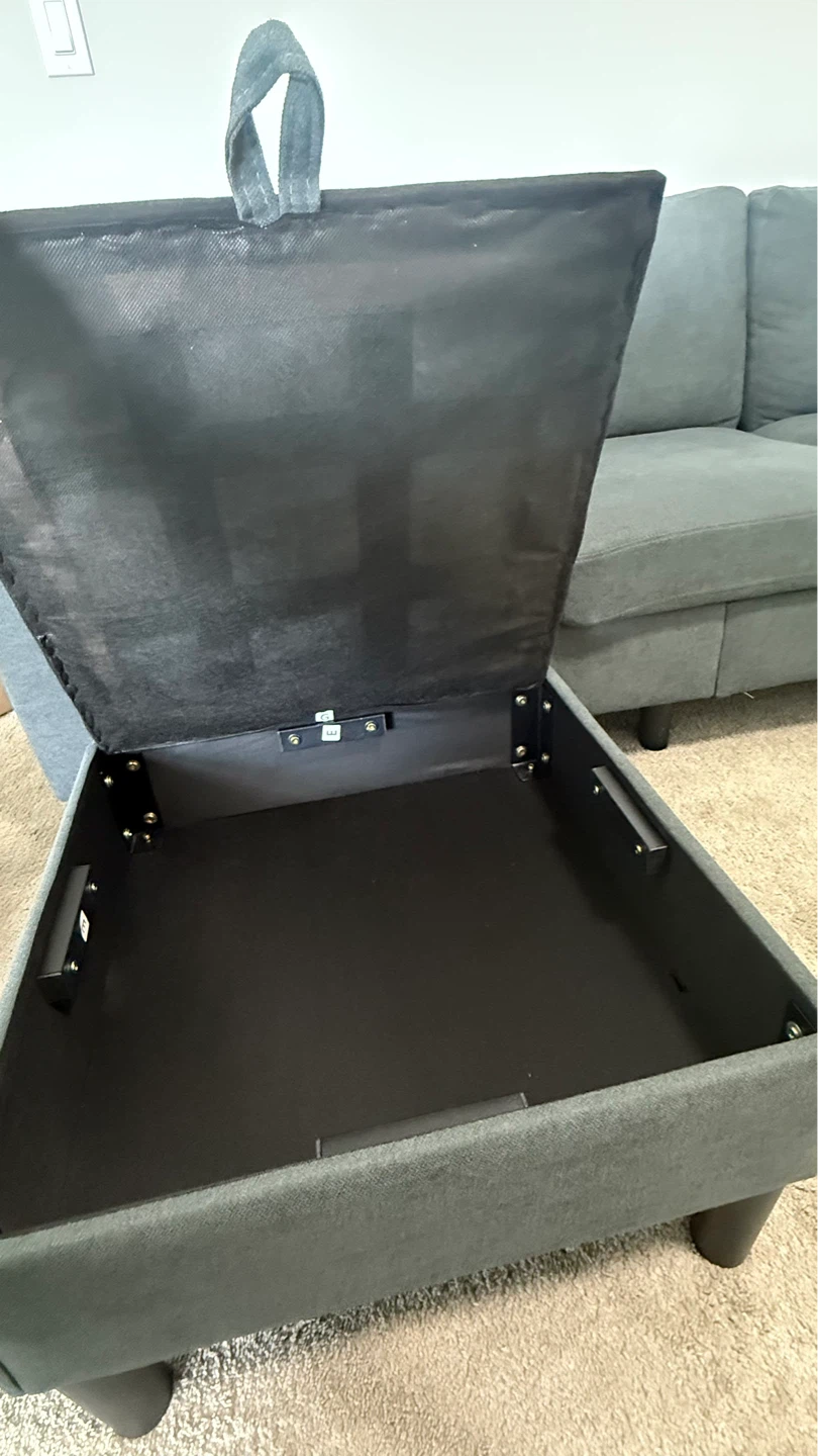 Grey Sectional Sofa with Storage Ottoman with TV Stand