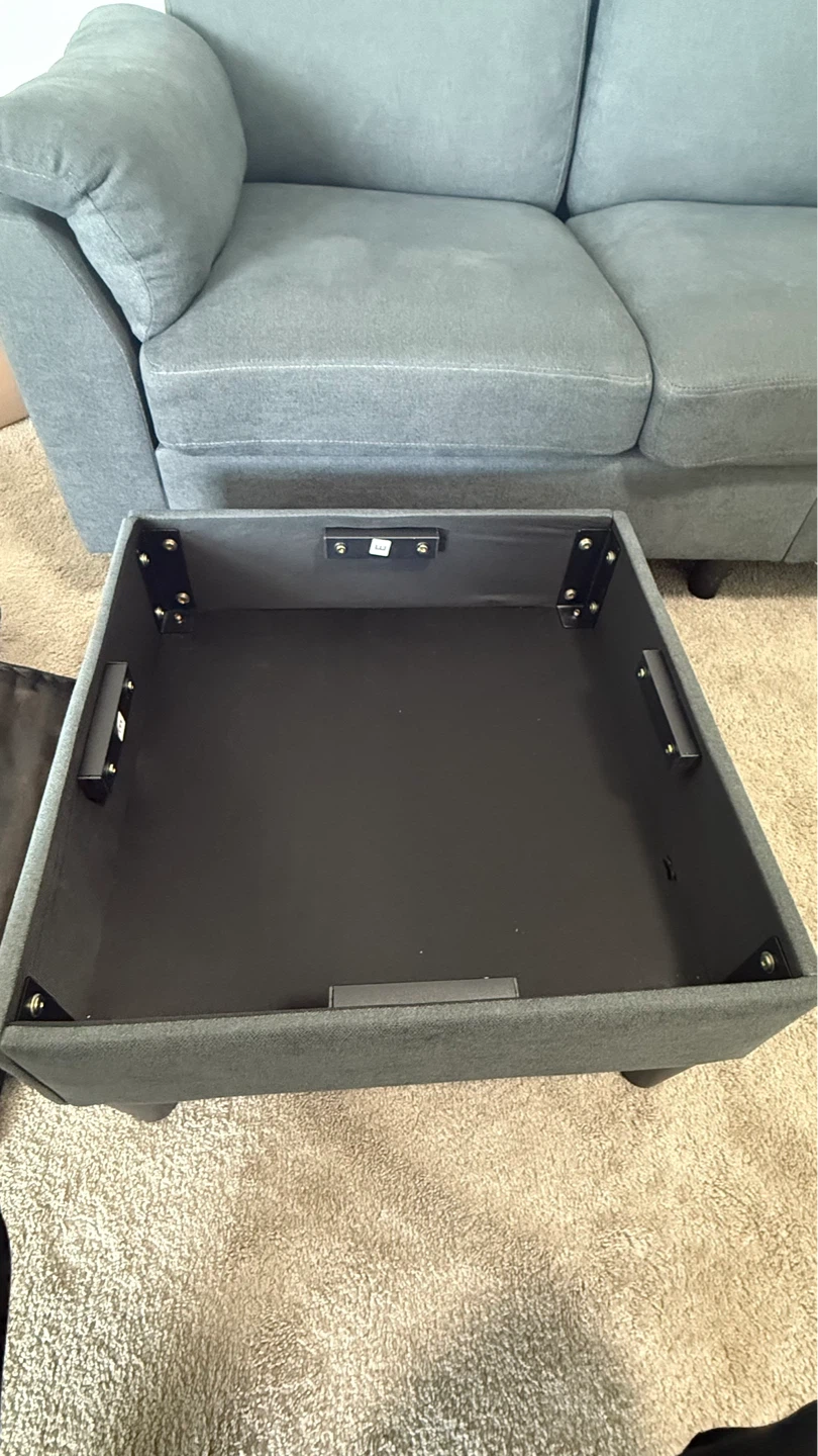 Grey Sectional Sofa with Storage Ottoman with TV Stand - photo 2