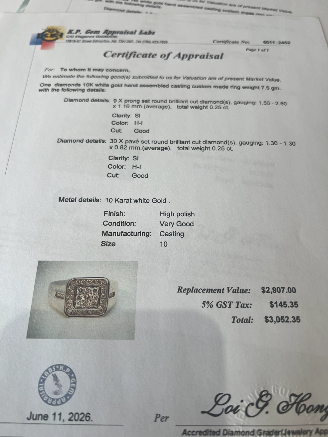 Men's 10K Gold Diamond Ring w/appraisal - photo 4