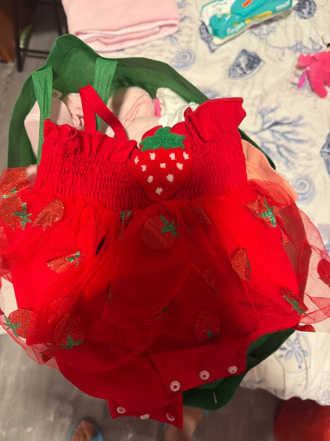 Baby Girls Strawberry & Green Dress Bundle