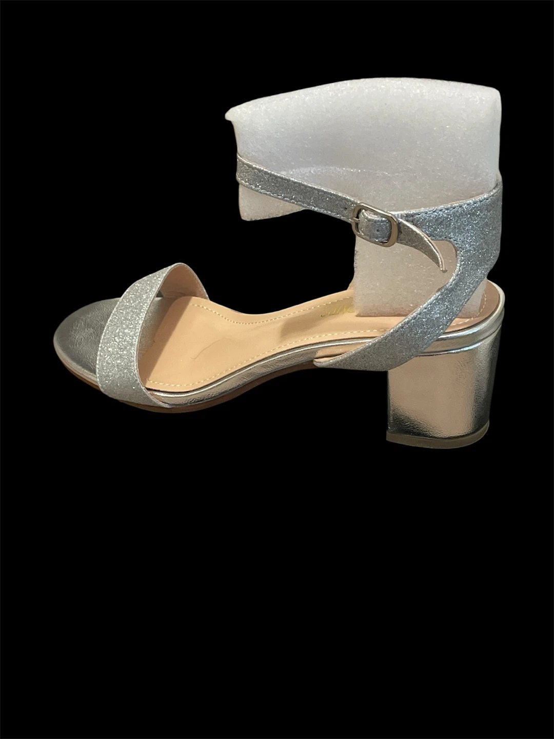 New Dream Pairs Silver Glitter Chunk 2” Heel Sandals 8.5 - photo 3