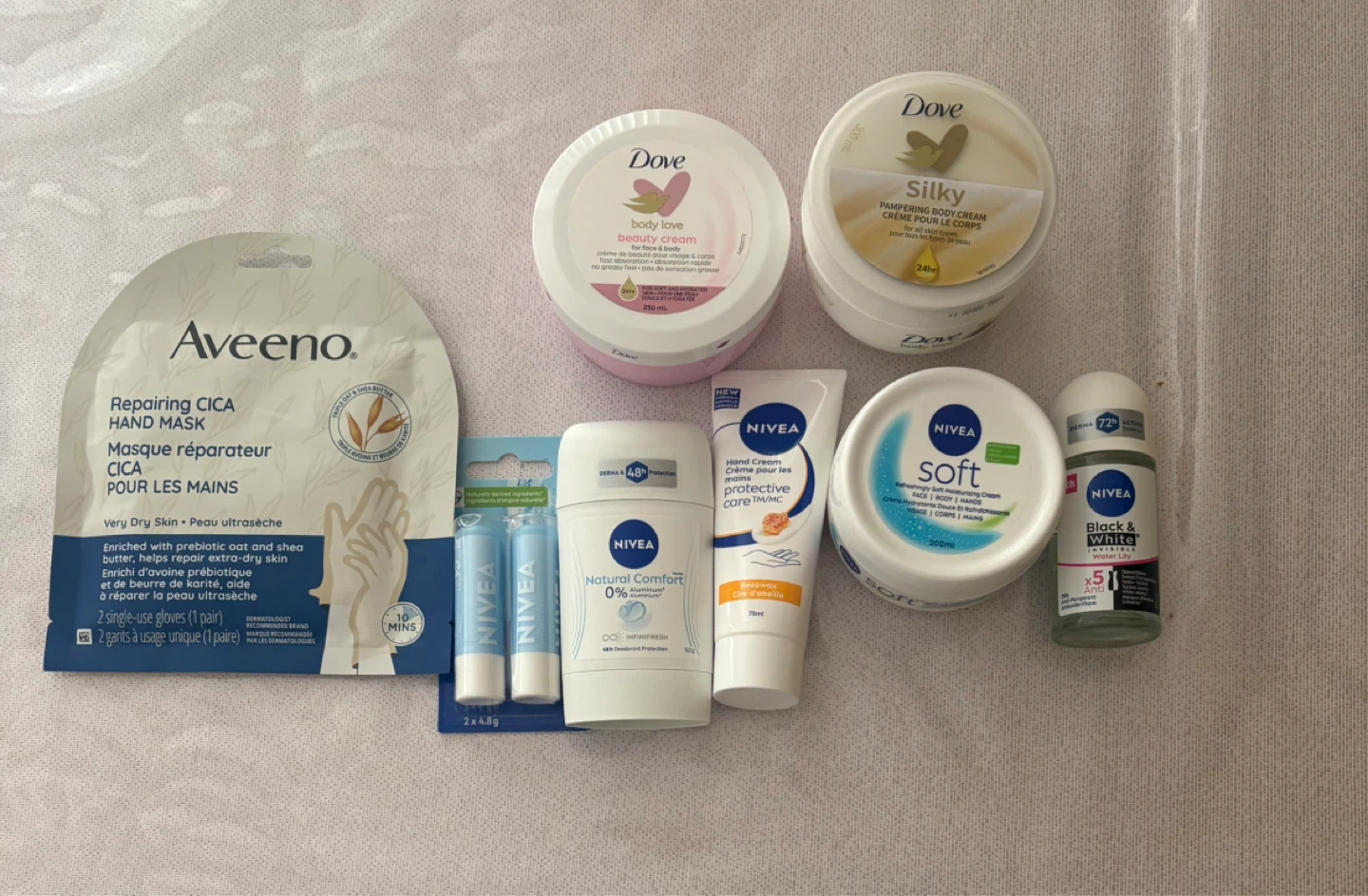 Nieva, Dove and Aveeno products- New, All together for $8