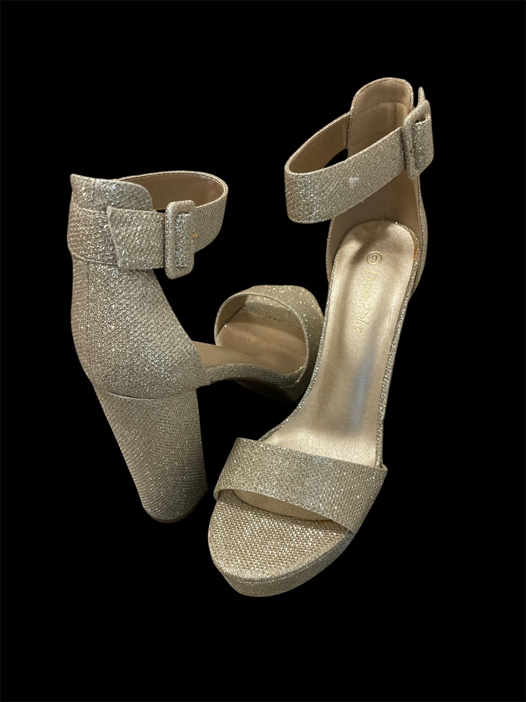 New Dream Pairs Gold Glitter 5” Chunky Heels - Size 9 - photo 2