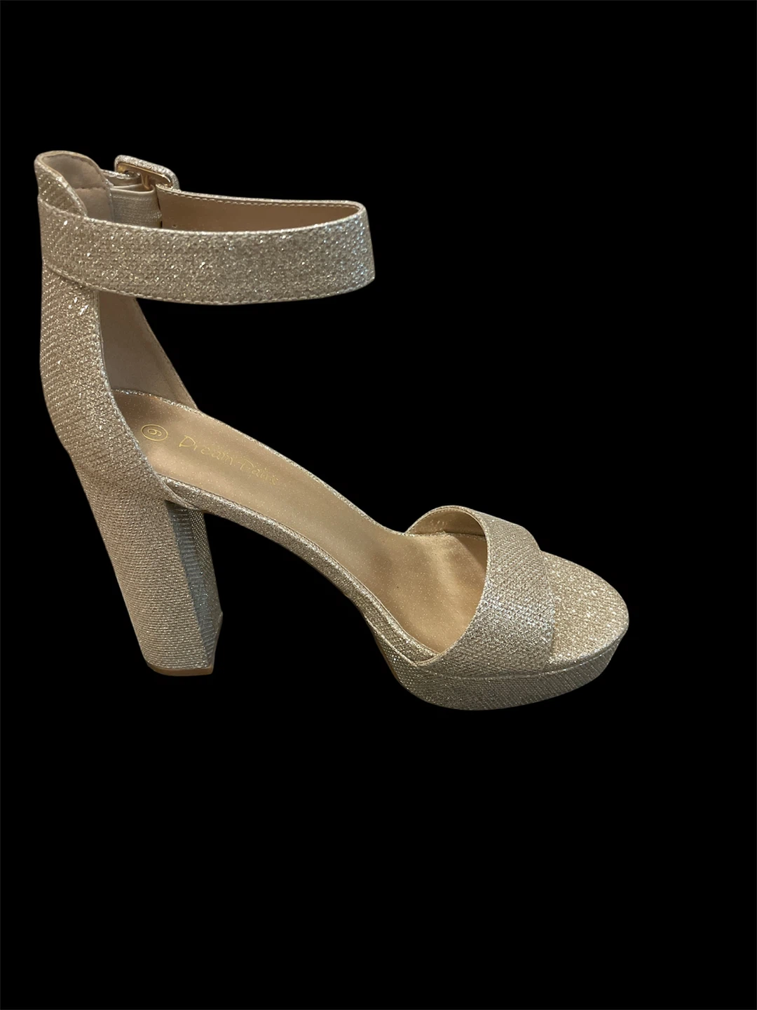 New Dream Pairs Gold Glitter 5” Chunky Heels - Size 9
