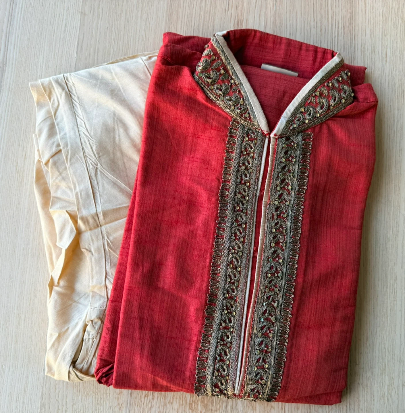 Manyavar burnt orange color ethnic Embroidered Kurta Set M/38
