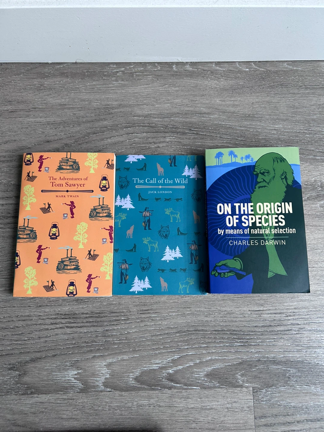 3 Classic Books: Tom Sawyer, Call of the Wild, Origin of Species