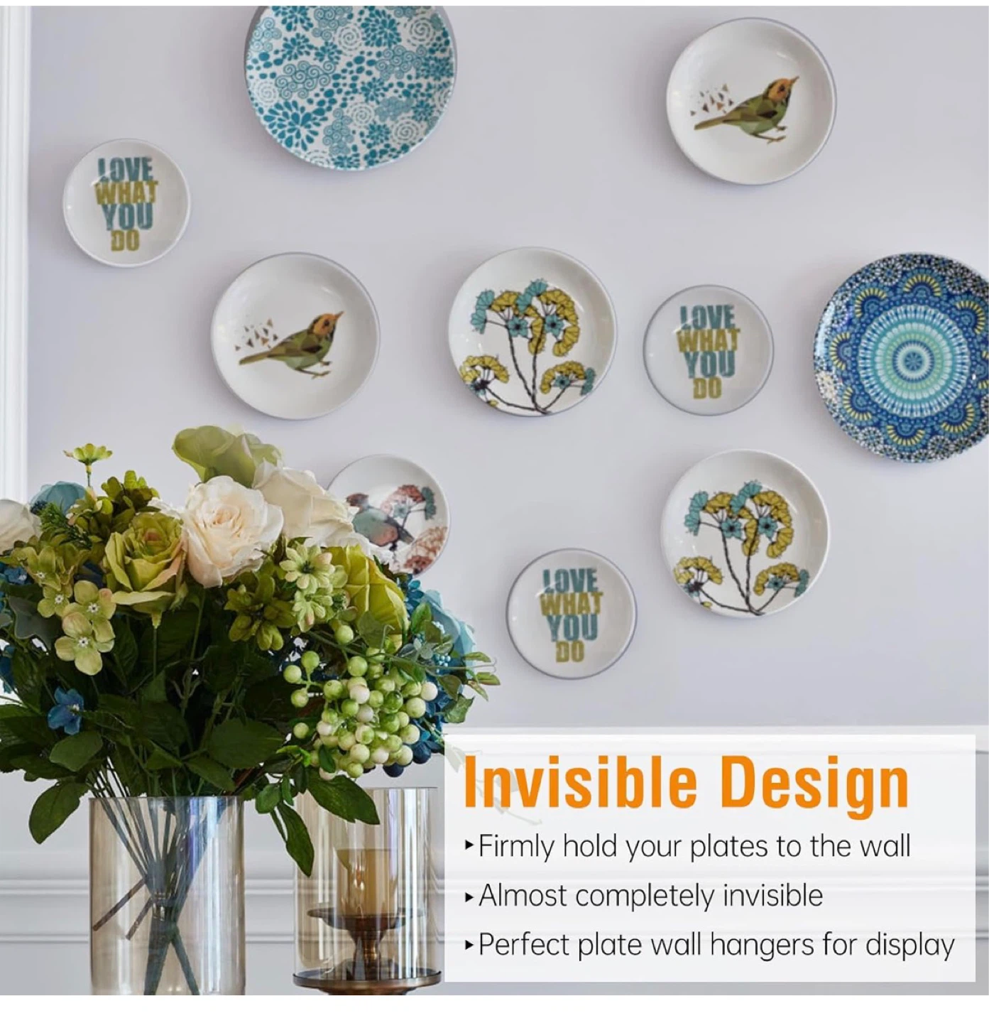 5x Plate Hanger Wall Mount Spring Wire Invisible Design - photo 2