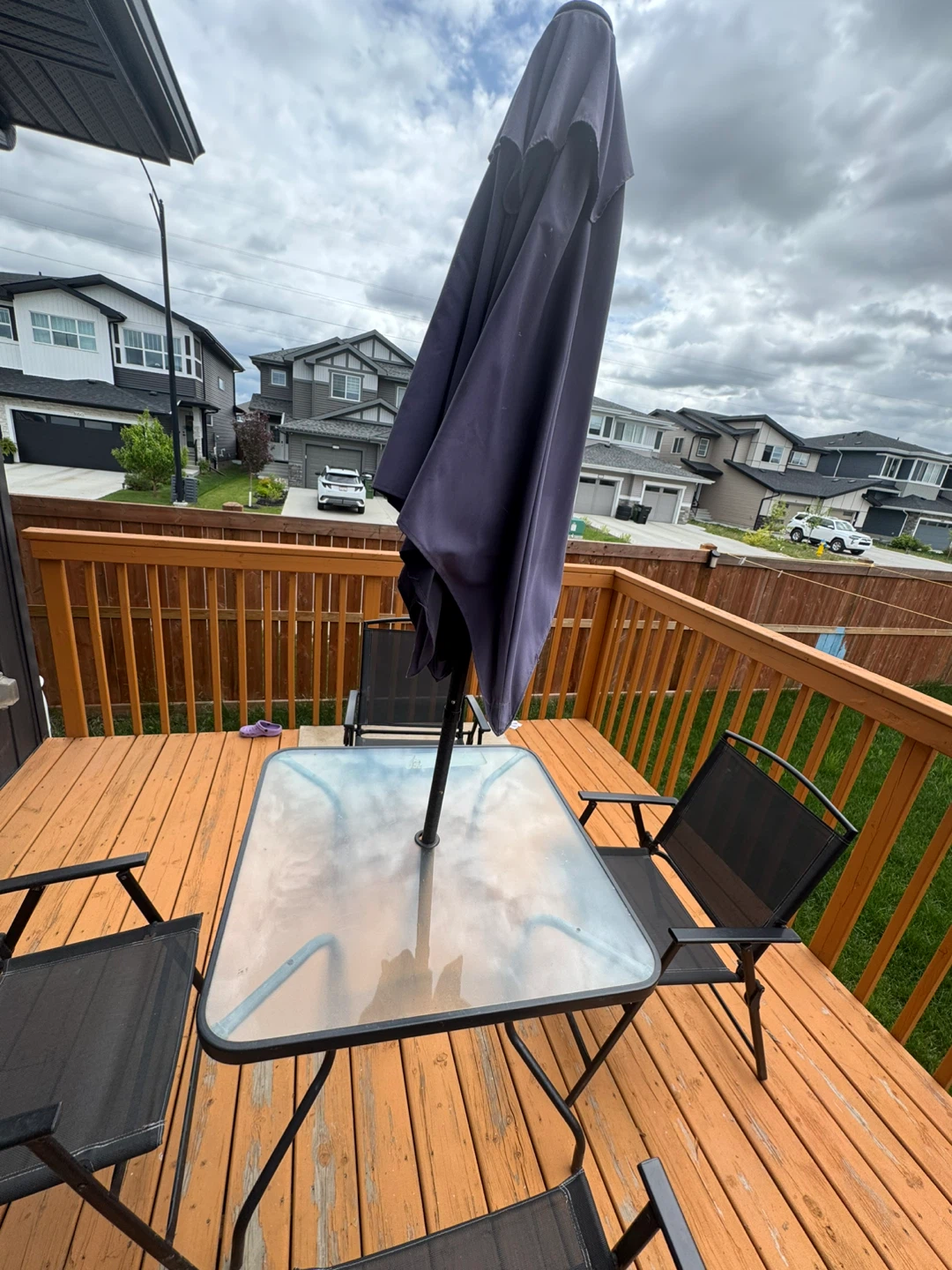 Glass Top Patio Table with 4 Chairs and Umbrella - photo 3