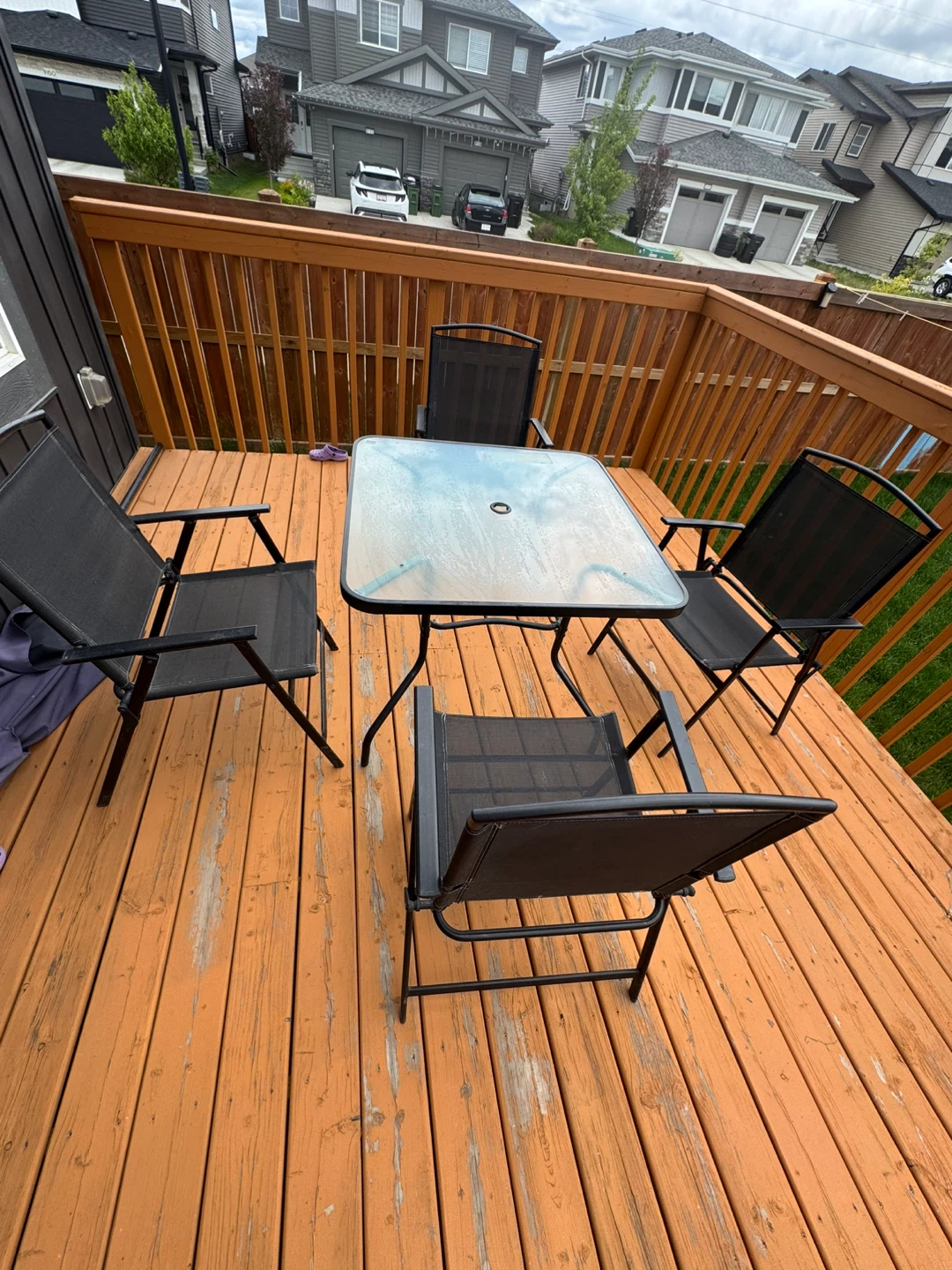 Glass Top Patio Table with 4 Chairs and Umbrella - photo 5