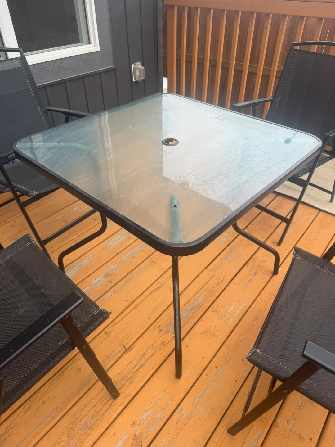 Glass Top Patio Table with 4 Chairs and Umbrella - photo 4
