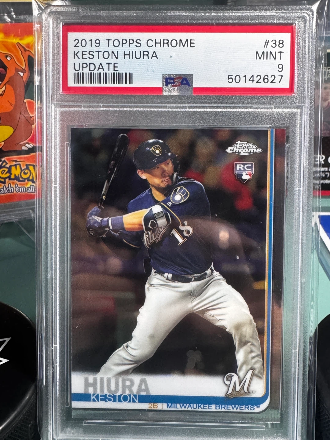 2019 Topps Chrome Update Keston Hiura #38 PSA 9 Card - photo 2