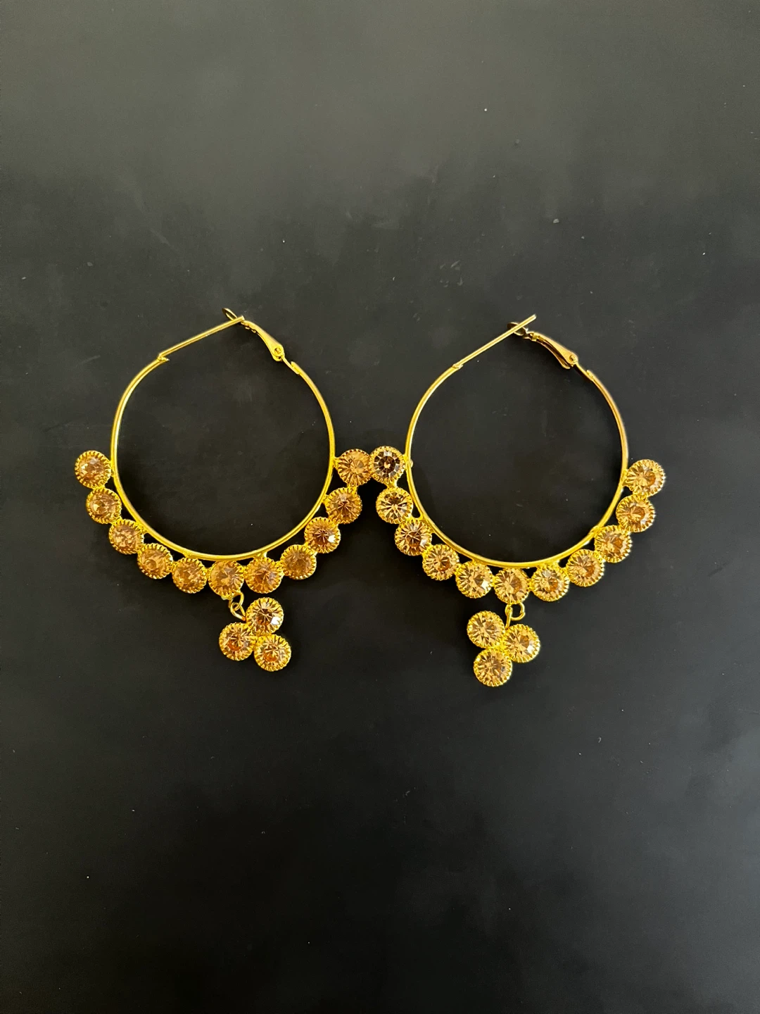 Gold Hoop Earrings with Dangling Charms
