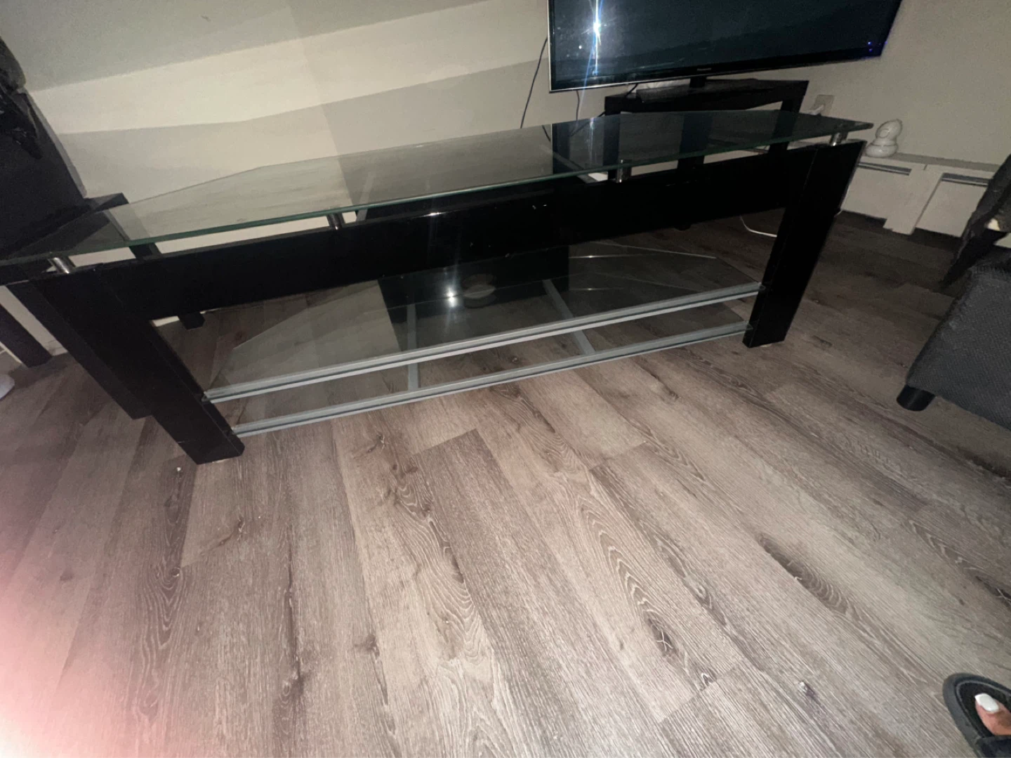 Black Glass TV Stand / Entertainment Unit - photo 2
